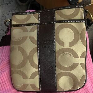 Coach Khaki and Brown Signature Crossbody